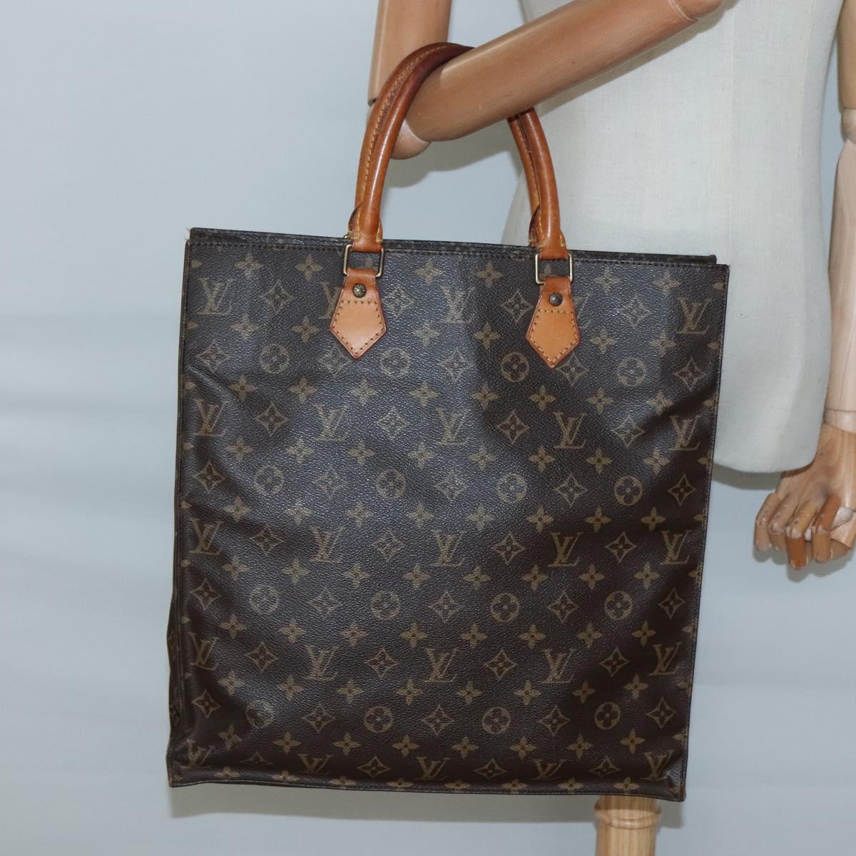 LOUIS VUITTON Monogram Sac Plat Hand Bag M51140 LV Auth 132679