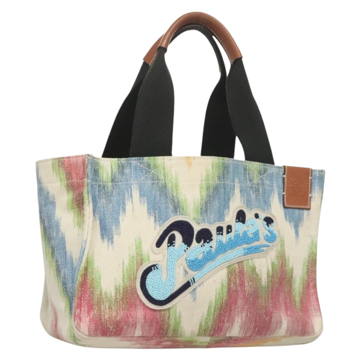 LOEWE Anagram Paula's Ibiza Tote Bag Canvas Multicolor Auth 132697