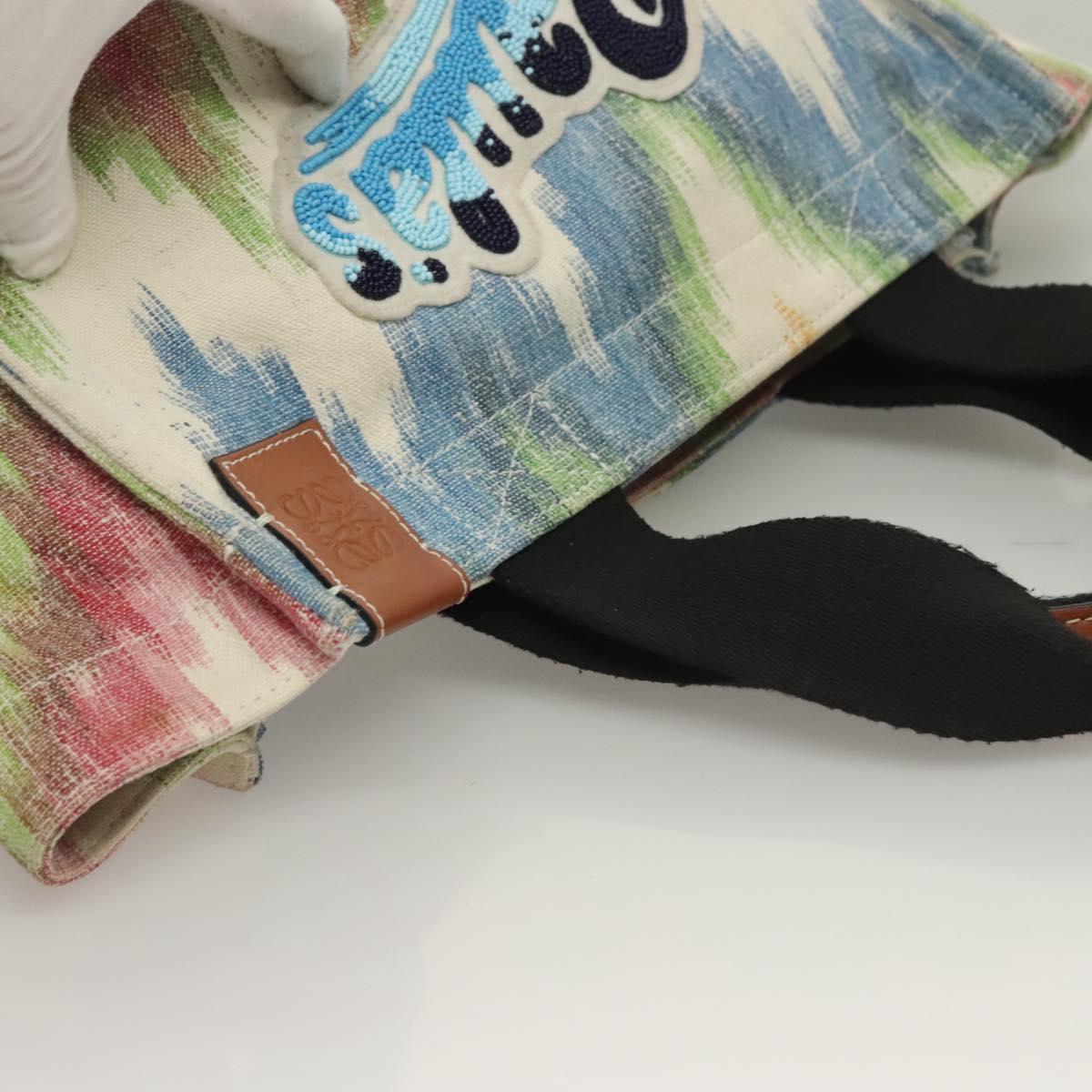 LOEWE Anagram Paula's Ibiza Tote Bag Canvas Multicolor Auth 132697