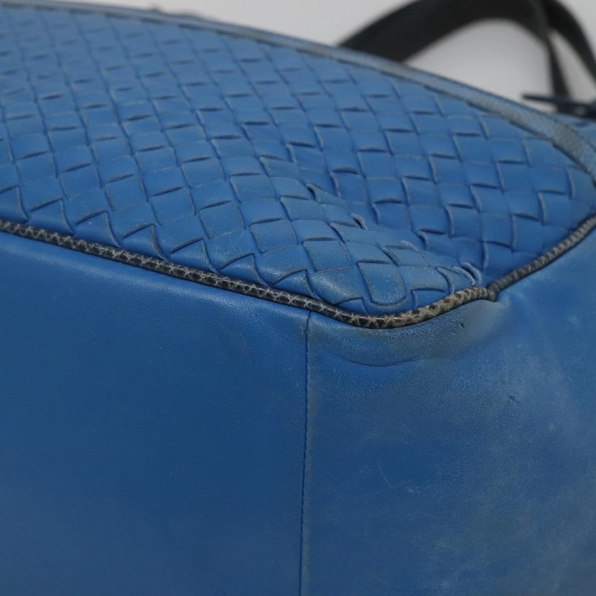 BOTTEGA VENETA INTRECCIATO Tote Bag Leather embossed Blue Auth 132702A