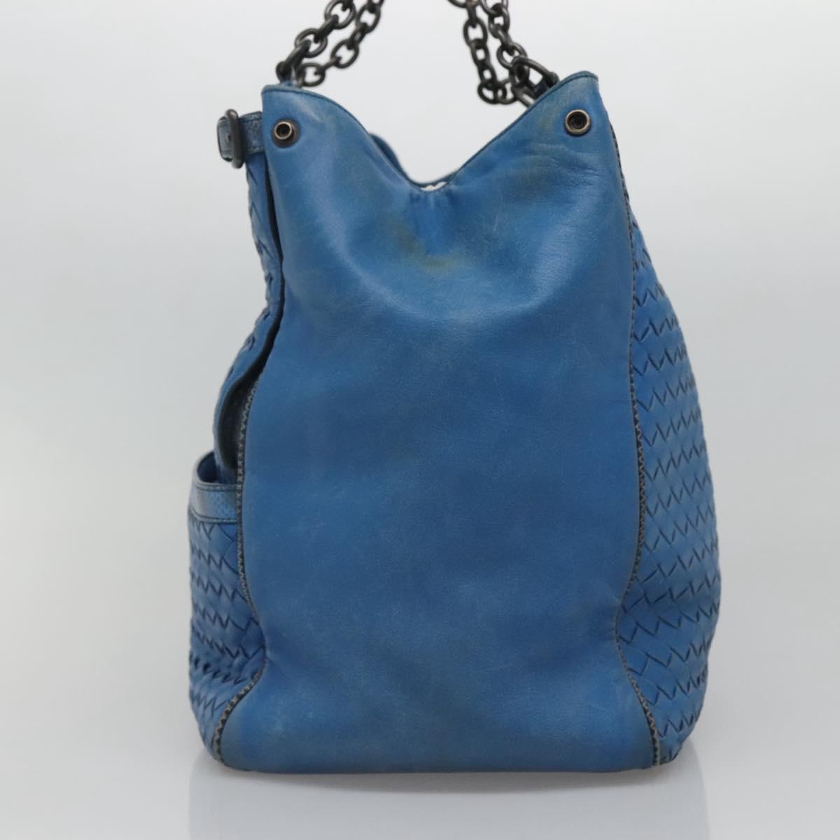 BOTTEGA VENETA INTRECCIATO Tote Bag Leather embossed Blue Auth 132702A