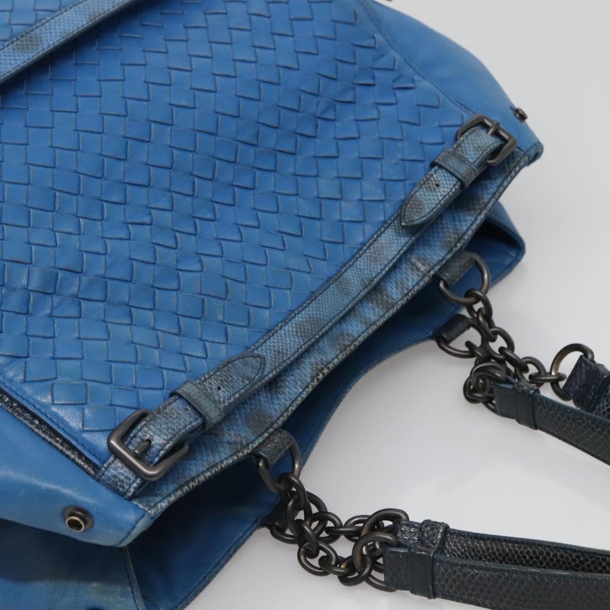 BOTTEGA VENETA INTRECCIATO Tote Bag Leather embossed Blue Auth 132702A