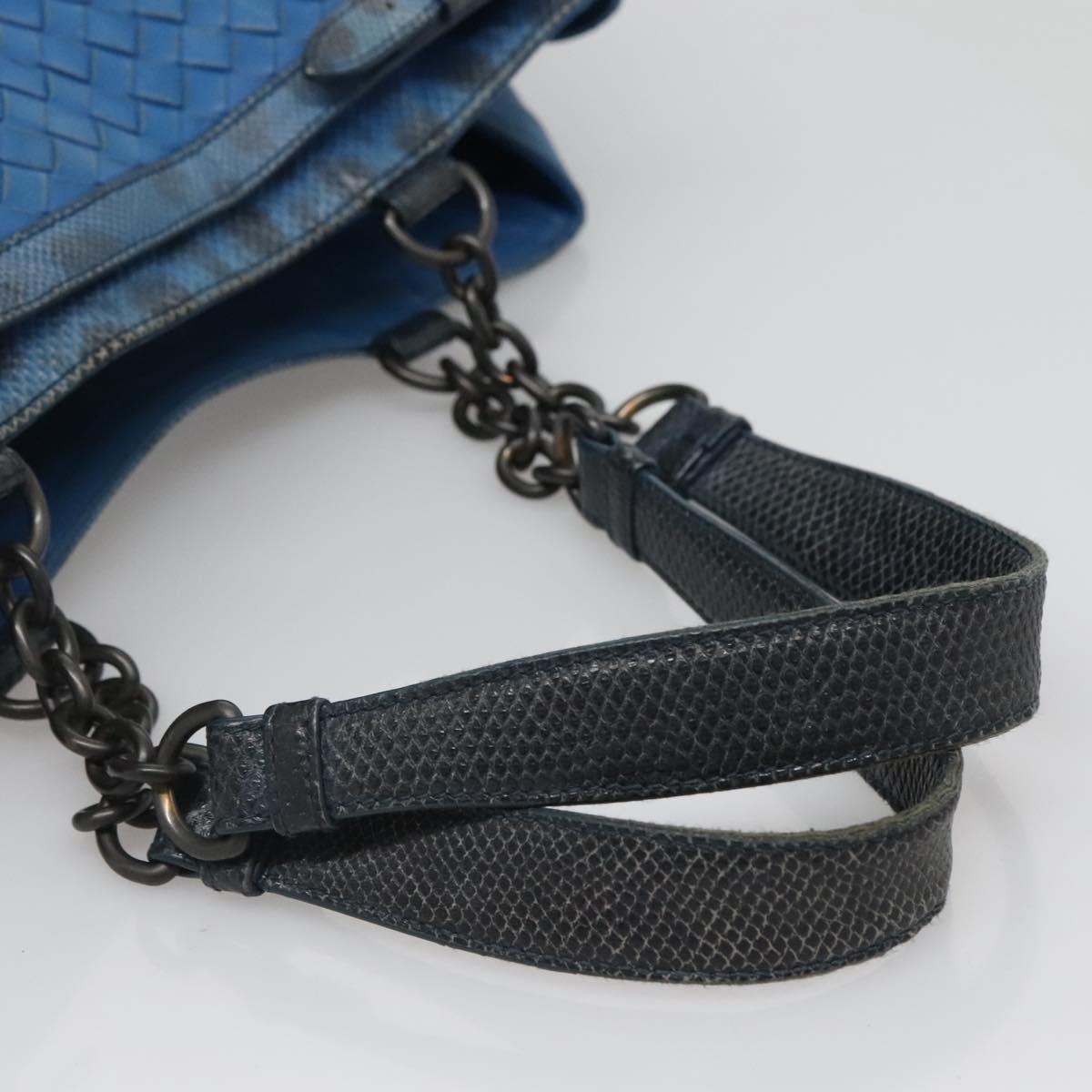 BOTTEGA VENETA INTRECCIATO Tote Bag Leather embossed Blue Auth 132702A