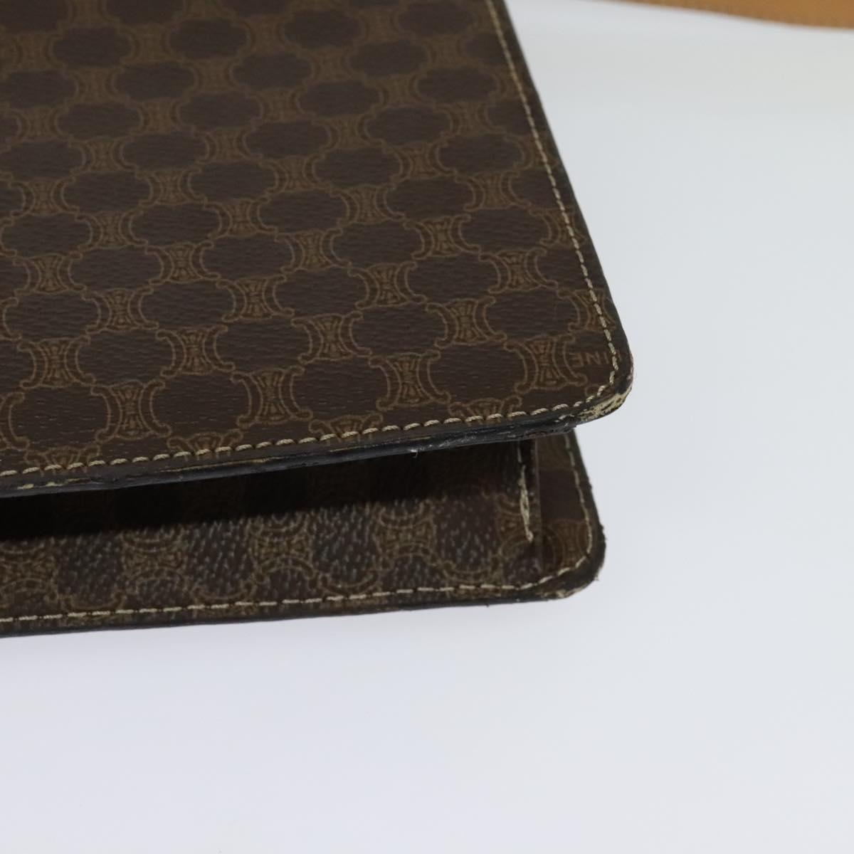 CELINE Macadam Canvas Shoulder Bag PVC Leather Brown Gold Auth 132703