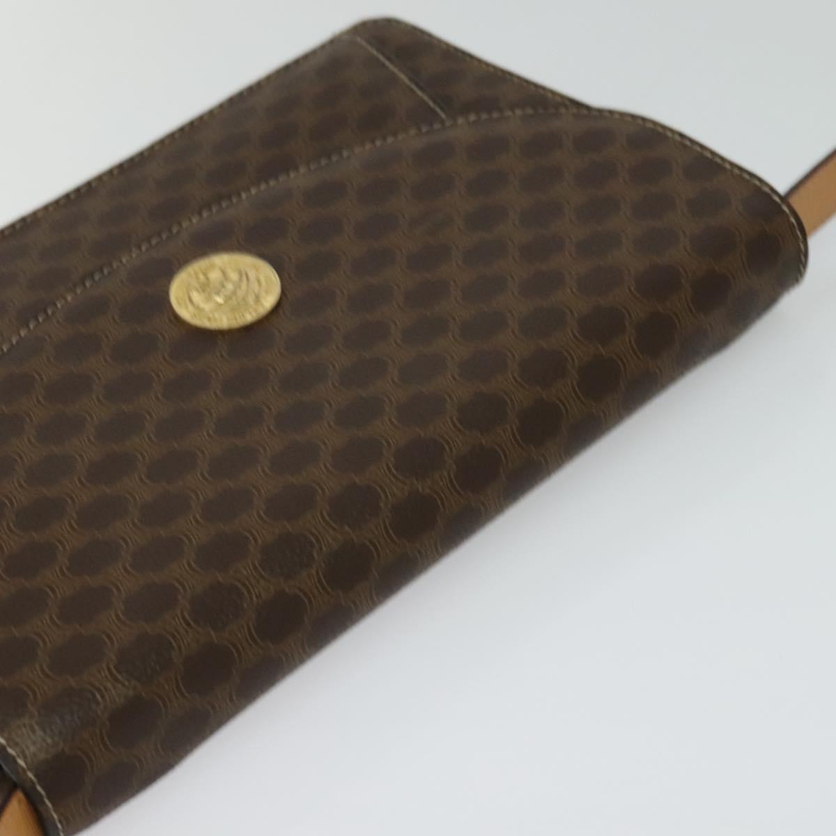 CELINE Macadam Canvas Shoulder Bag PVC Leather Brown Gold Auth 132703