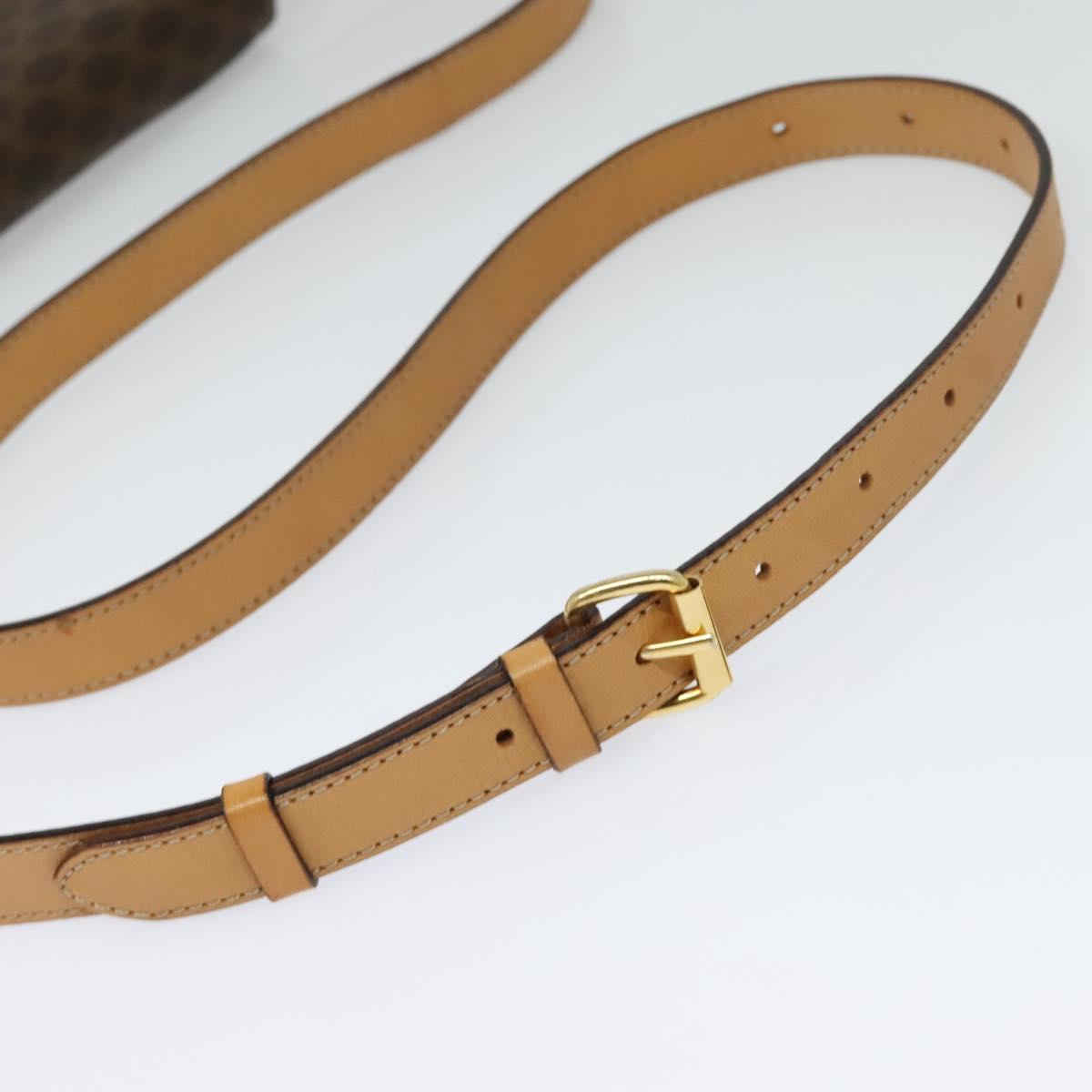 CELINE Macadam Canvas Shoulder Bag PVC Leather Brown Gold Auth 132703