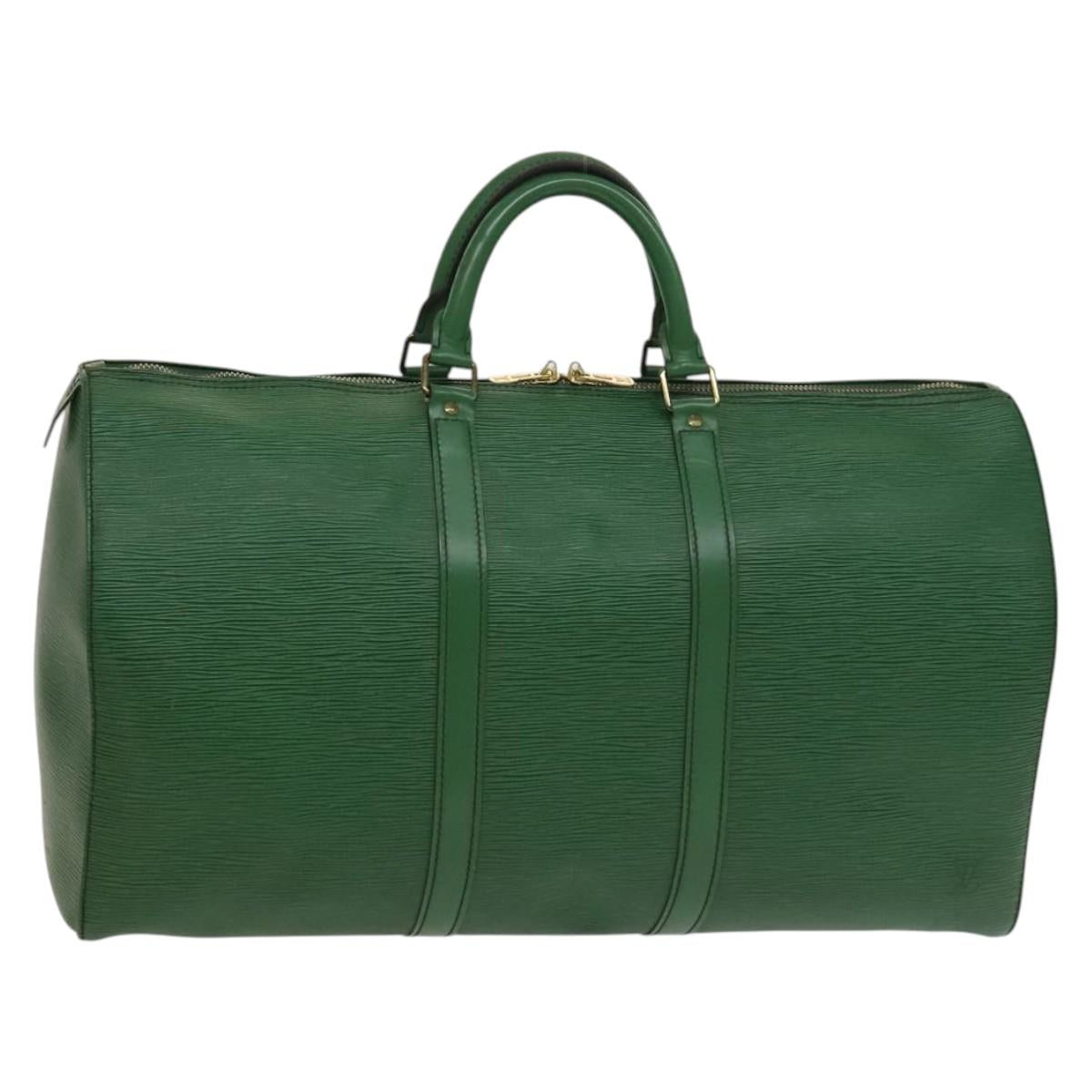 LOUIS VUITTON Epi Keepall 50 Boston Bag Green M42964 LV Auth 132722