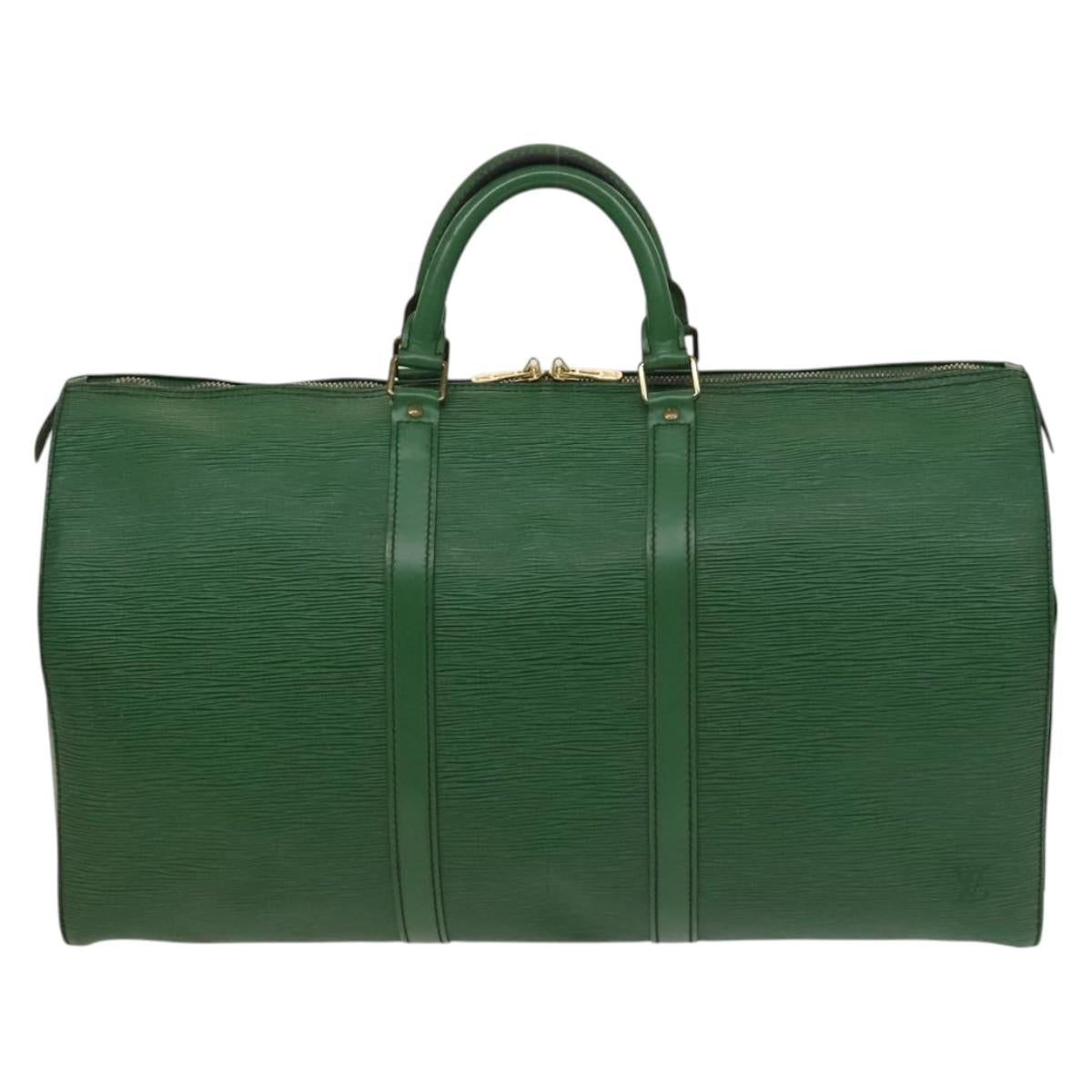LOUIS VUITTON Epi Keepall 50 Boston Bag Green M42964 LV Auth 132722