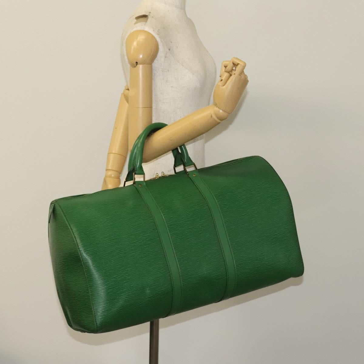 LOUIS VUITTON Epi Keepall 50 Boston Bag Green M42964 LV Auth 132722