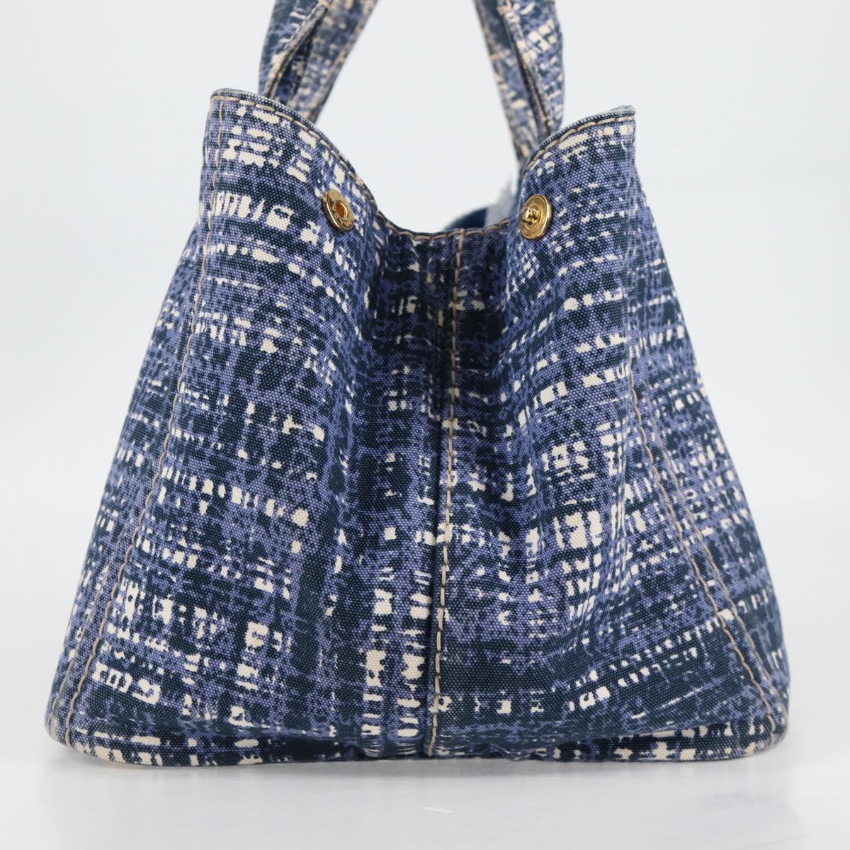 PRADA Canapa GM Hand Bag Canvas Blue Gold Auth 132724