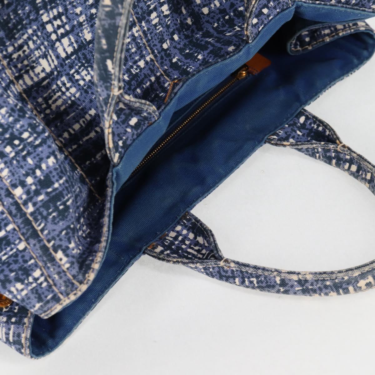 PRADA Canapa GM Hand Bag Canvas Blue Gold Auth 132724