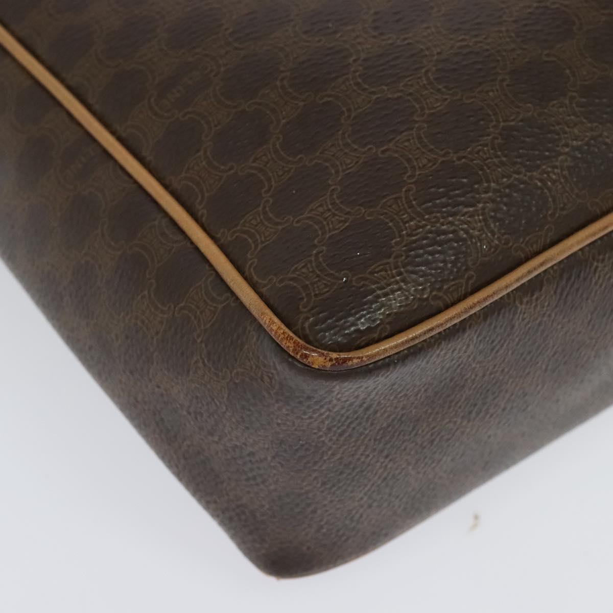 CELINE Macadam Canvas Shoulder Bag PVC Leather Brown Gold Auth 132726