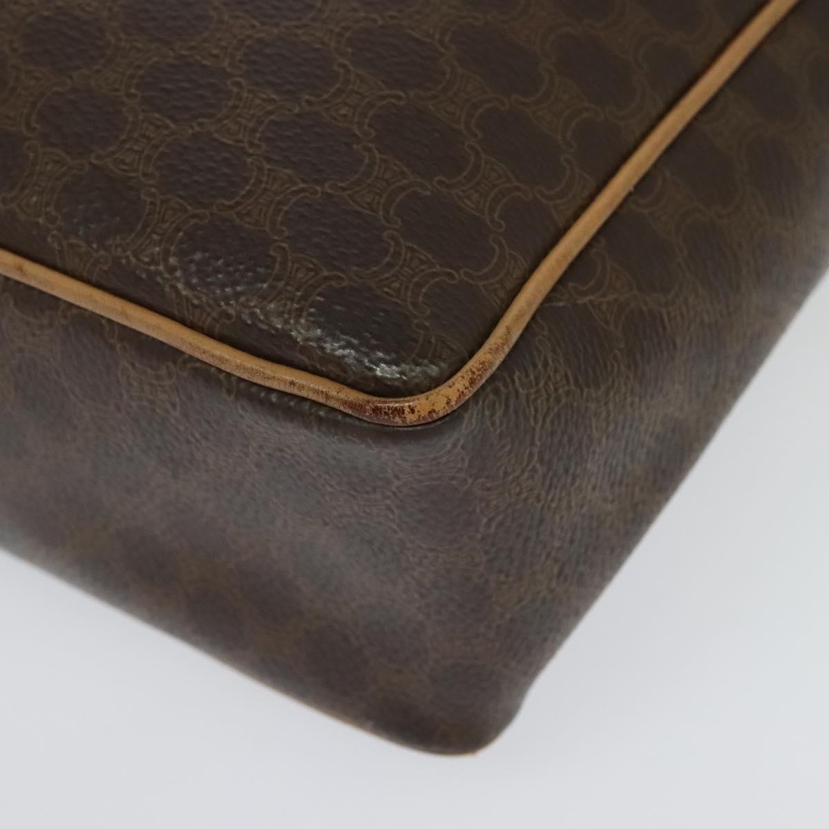 CELINE Macadam Canvas Shoulder Bag PVC Leather Brown Gold Auth 132726