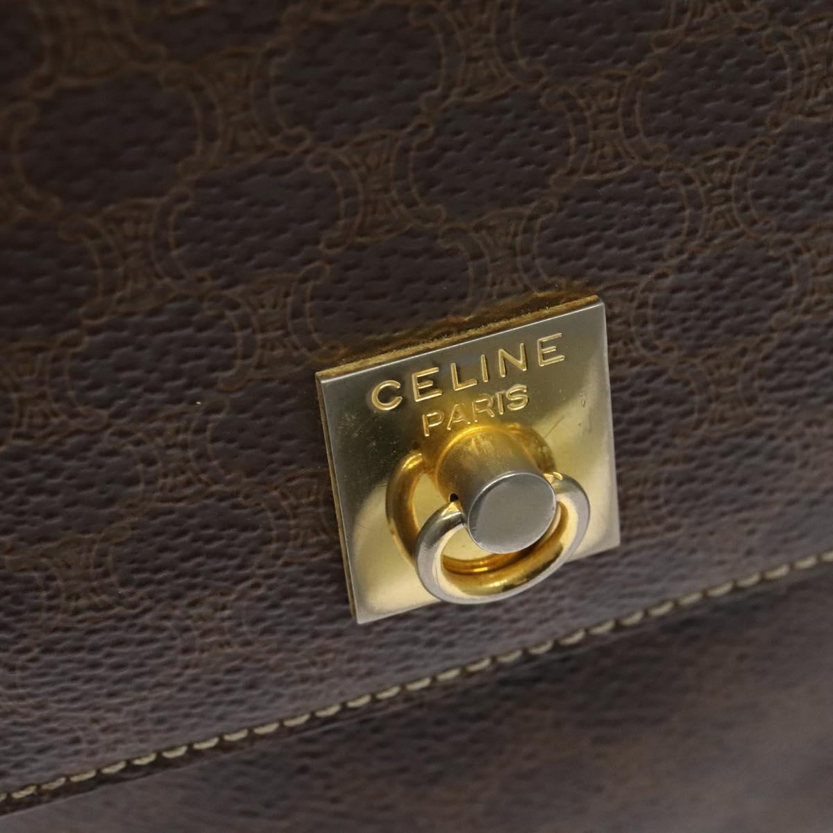 CELINE Macadam Canvas Shoulder Bag PVC Leather Brown Gold Auth 132726