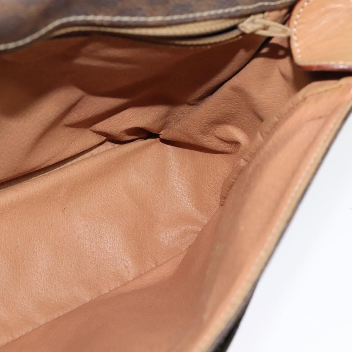 CELINE Macadam Canvas Shoulder Bag PVC Leather Brown Gold Auth 132726