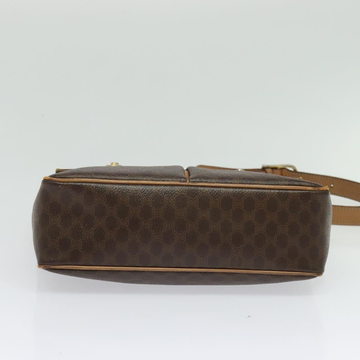 CELINE Macadam Canvas Shoulder Bag PVC Leather Brown Gold Auth 132726