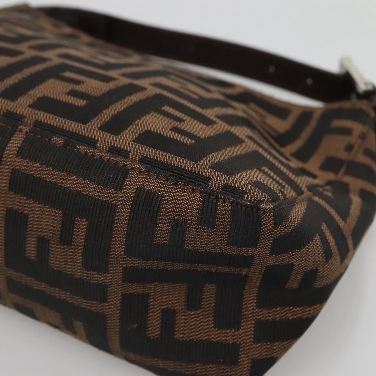 FENDI Zucca Canvas Hand Bag Black Brown Auth 132729