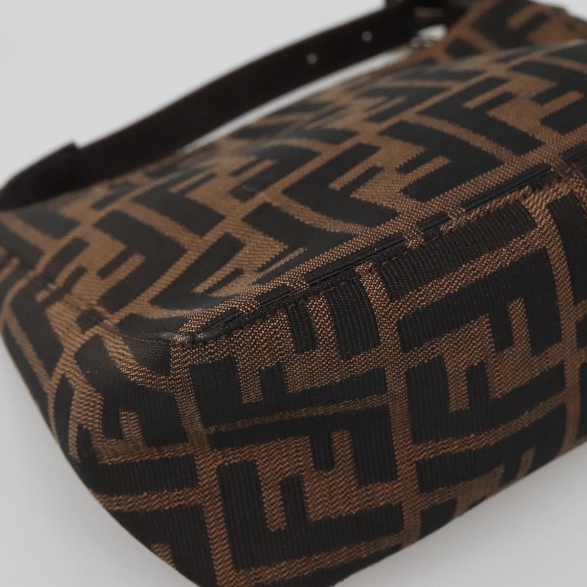 FENDI Zucca Canvas Hand Bag Black Brown Auth 132729