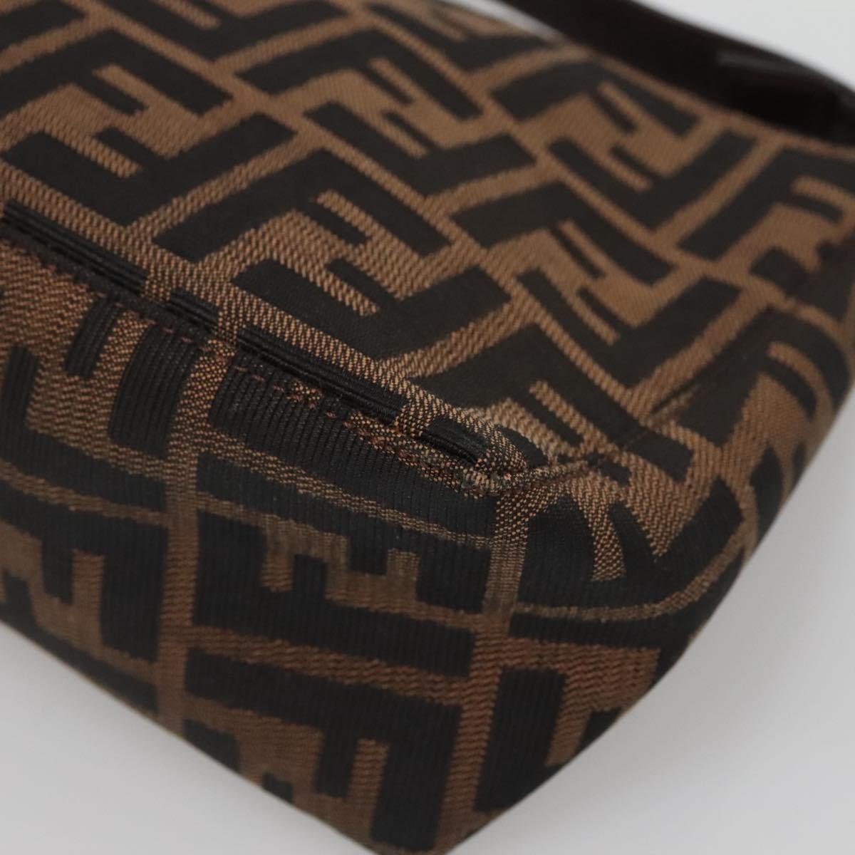 FENDI Zucca Canvas Hand Bag Black Brown Auth 132729
