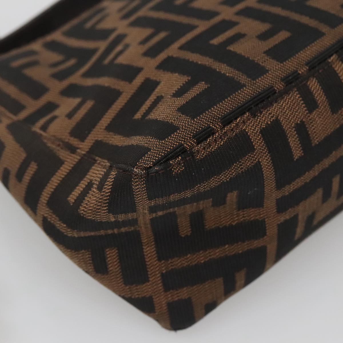 FENDI Zucca Canvas Hand Bag Black Brown Auth 132729