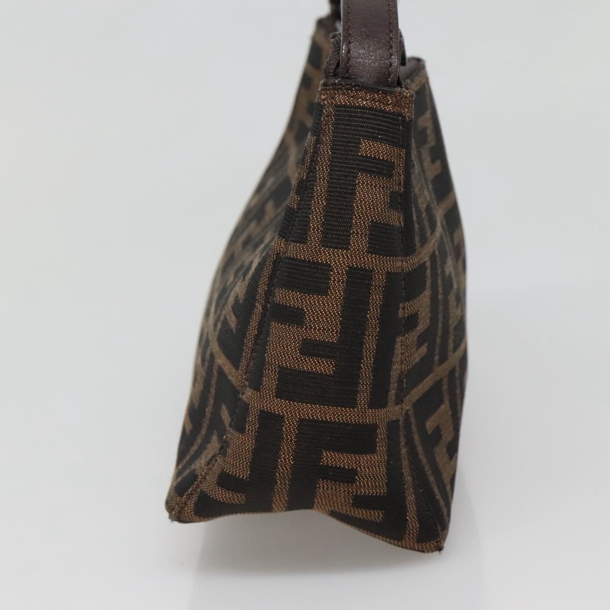 FENDI Zucca Canvas Hand Bag Black Brown Auth 132729