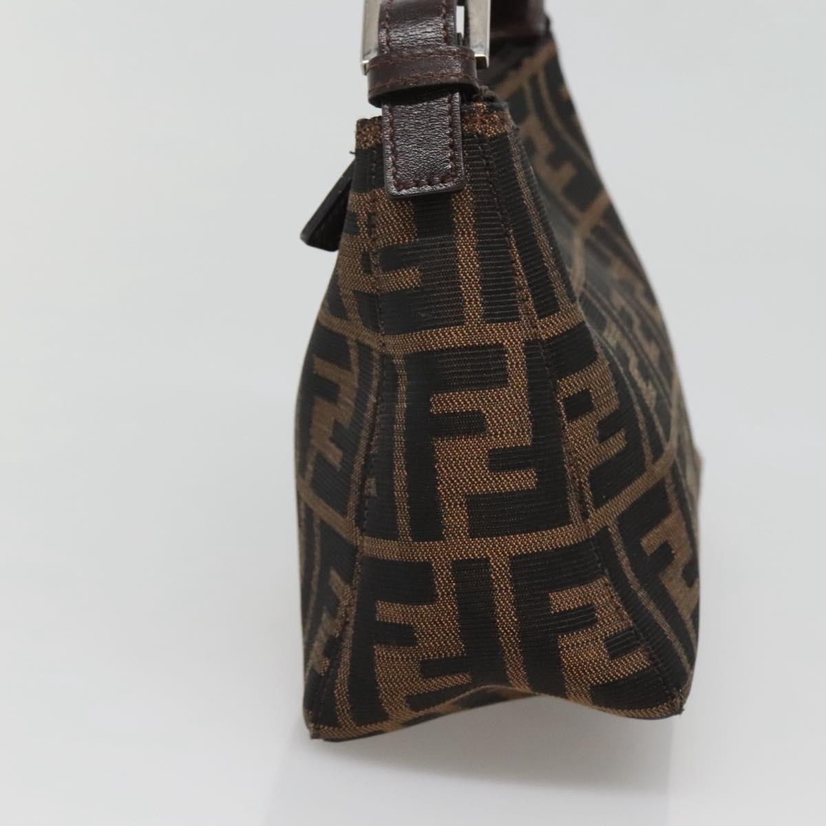 FENDI Zucca Canvas Hand Bag Black Brown Auth 132729