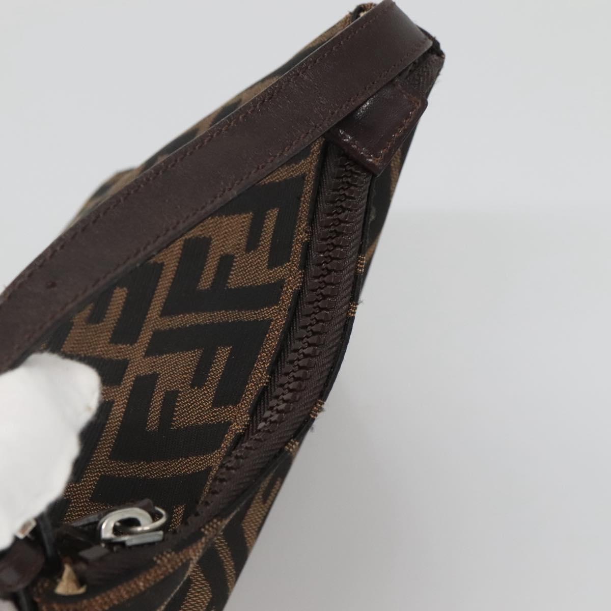 FENDI Zucca Canvas Hand Bag Black Brown Auth 132729
