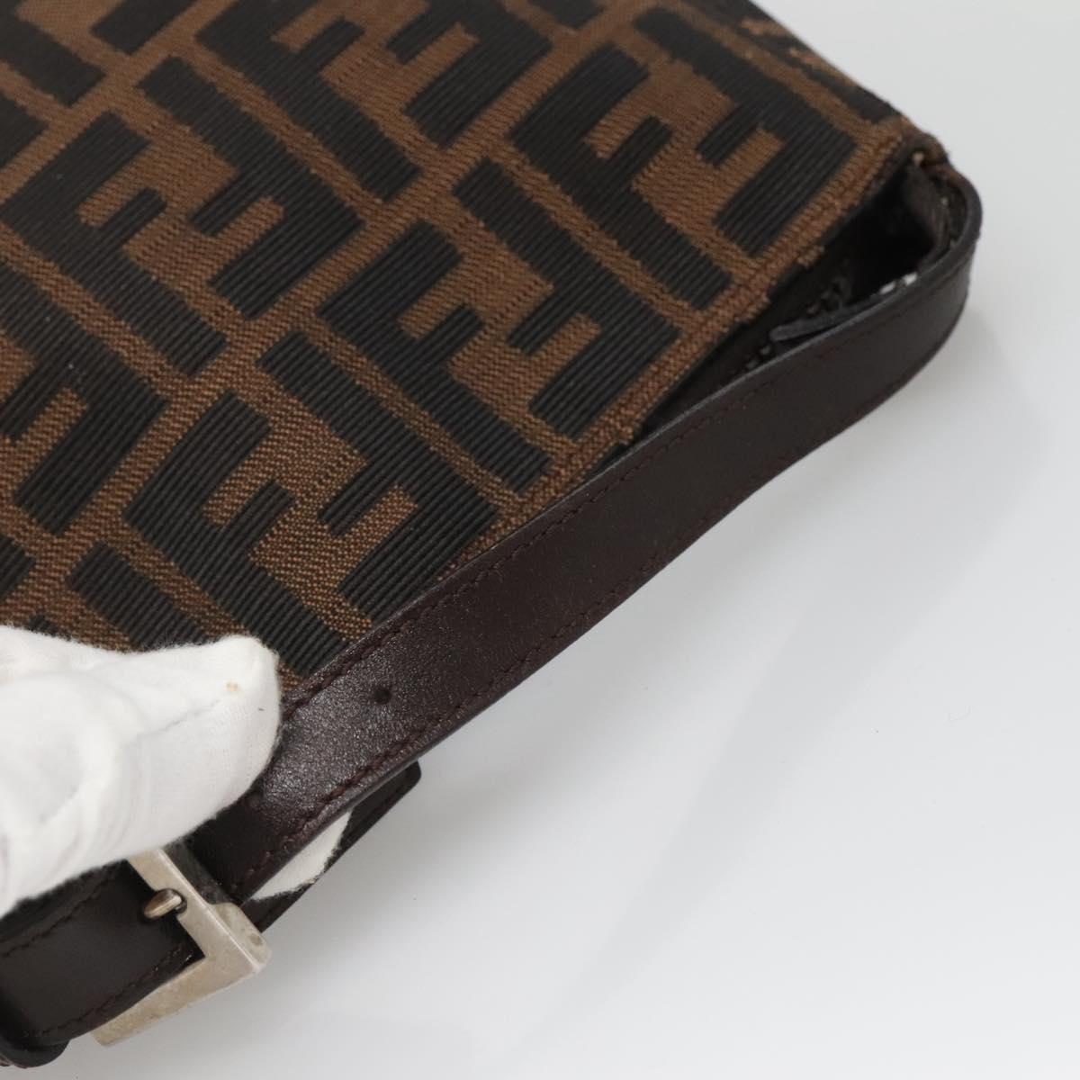 FENDI Zucca Canvas Hand Bag Black Brown Auth 132729