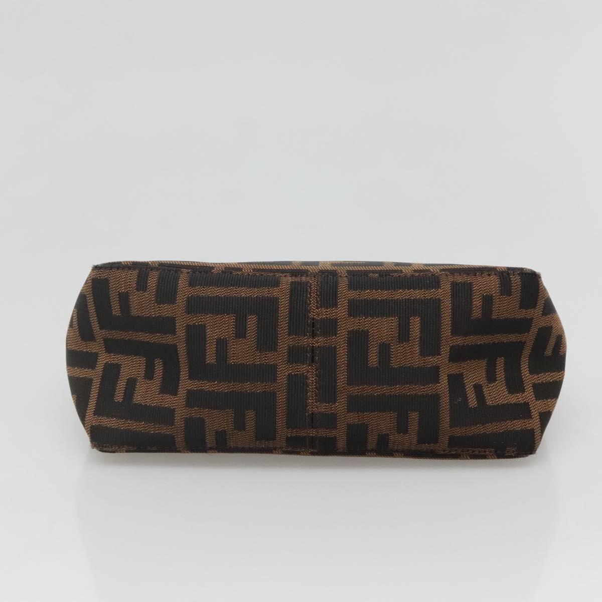FENDI Zucca Canvas Hand Bag Black Brown Auth 132729