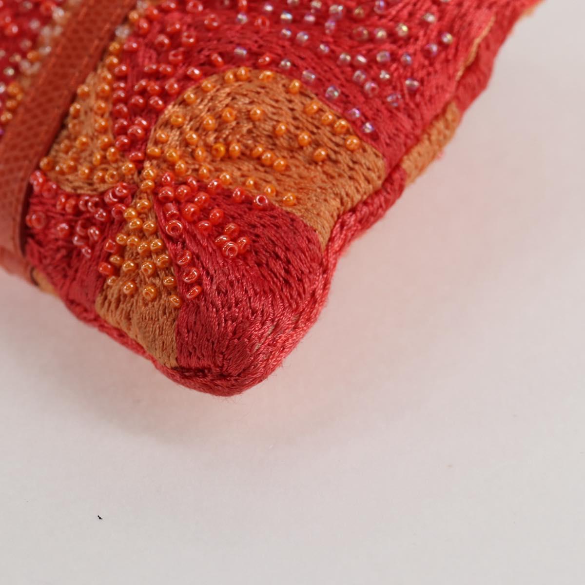 FENDI Hand Bag beads Red Auth 132731V