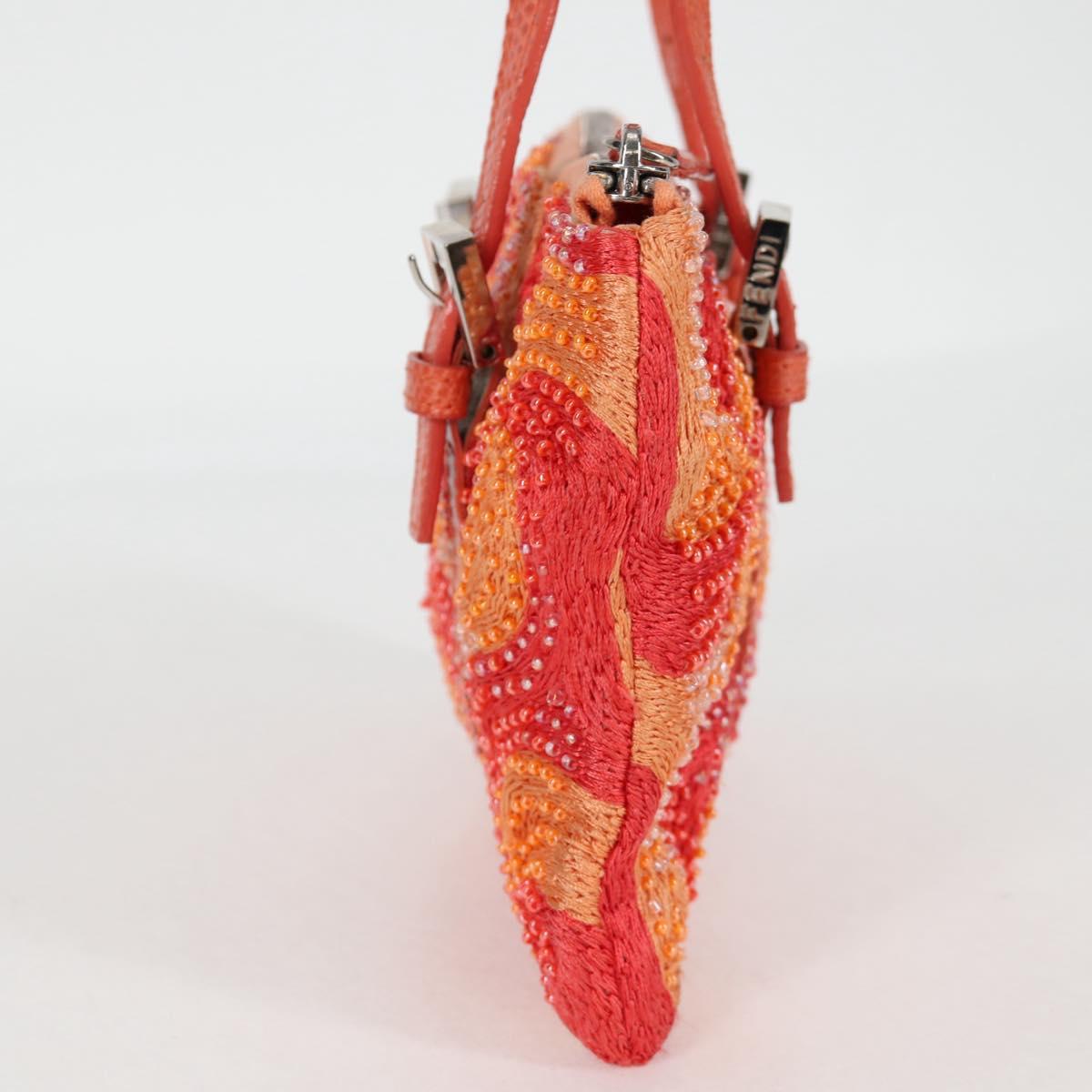 FENDI Hand Bag beads Red Auth 132731V