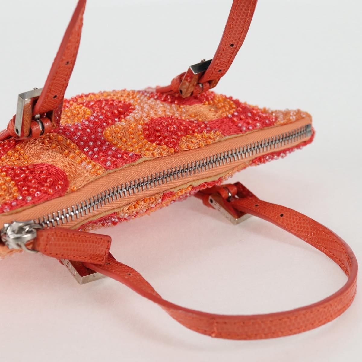 FENDI Hand Bag beads Red Auth 132731V