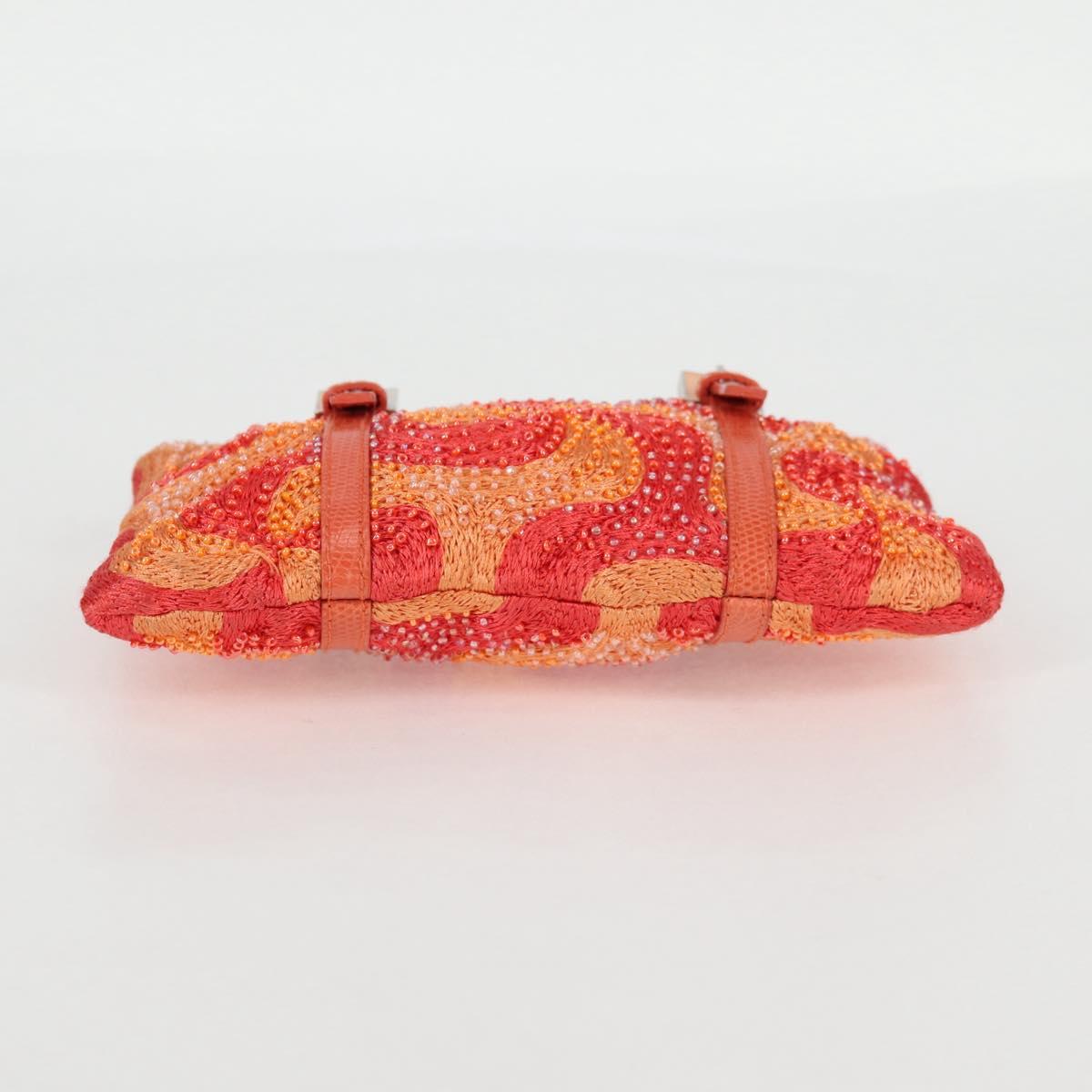 FENDI Hand Bag beads Red Auth 132731V