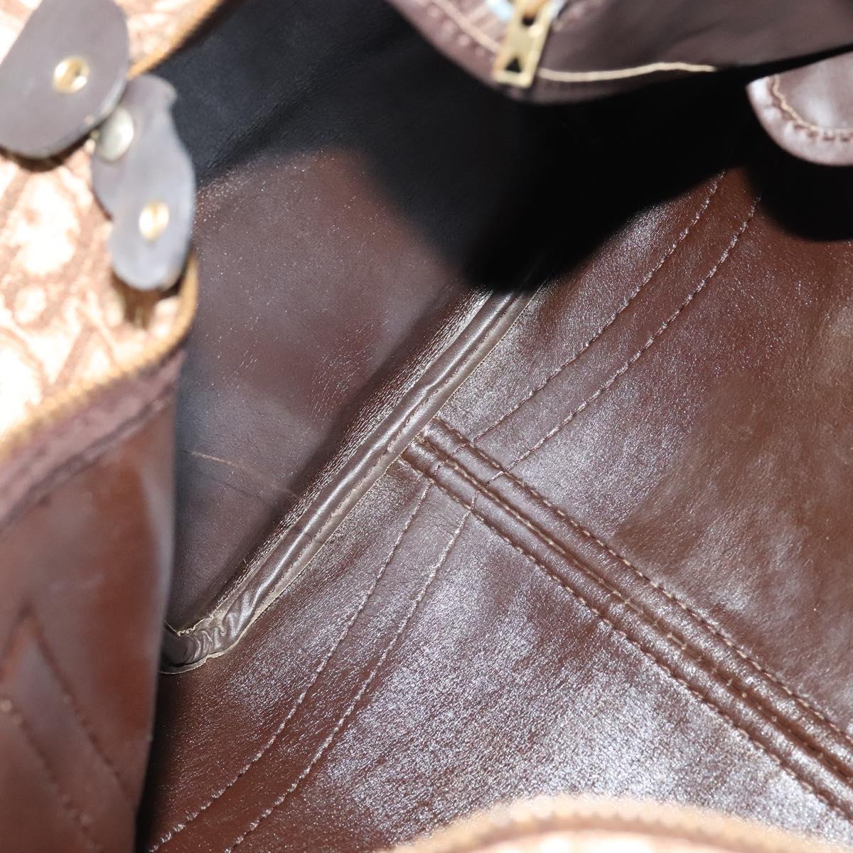 Christian Dior Trotter Canvas Hand Bag Brown Gold Auth 132733