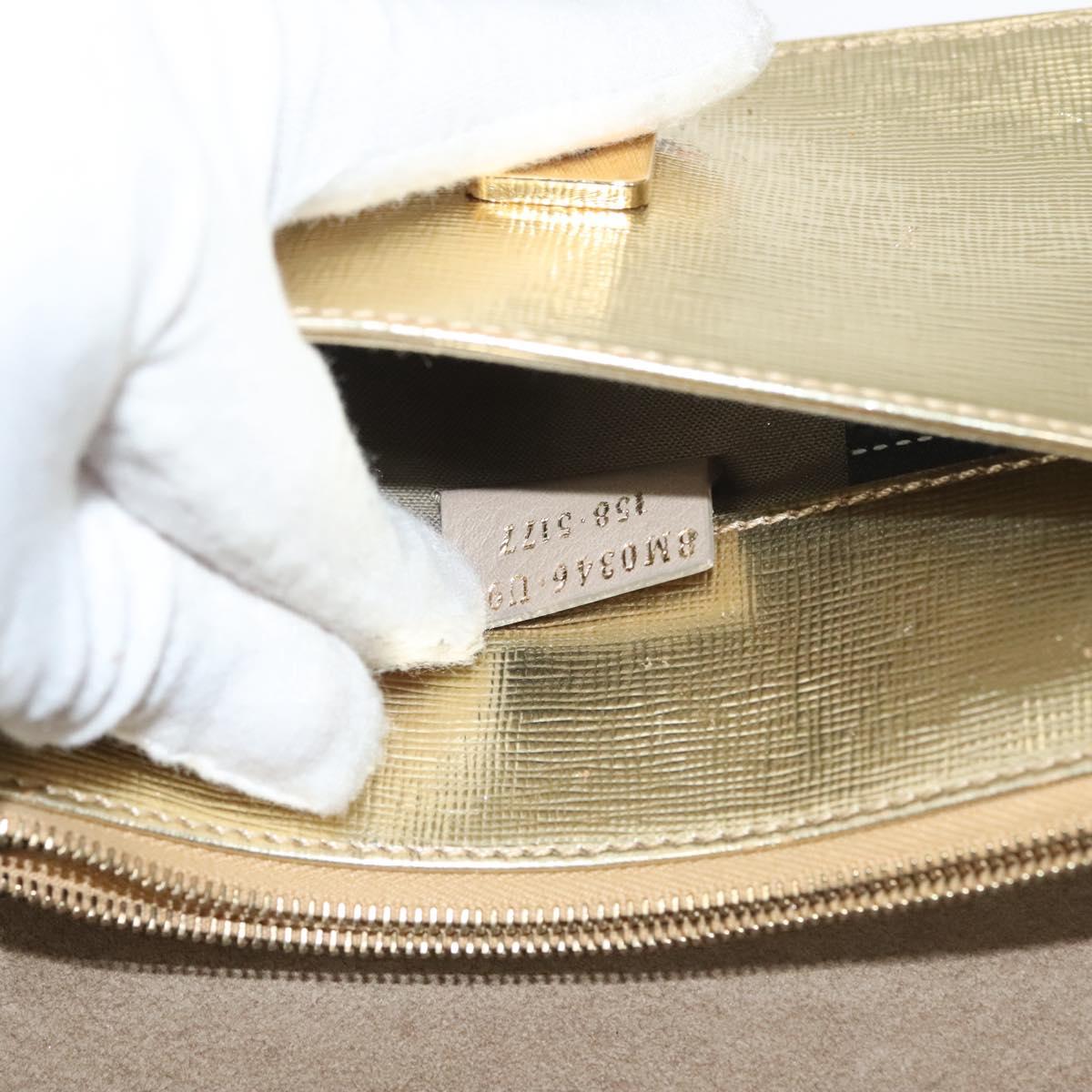 FENDI Chain Wallet Leather Gold Auth 132749