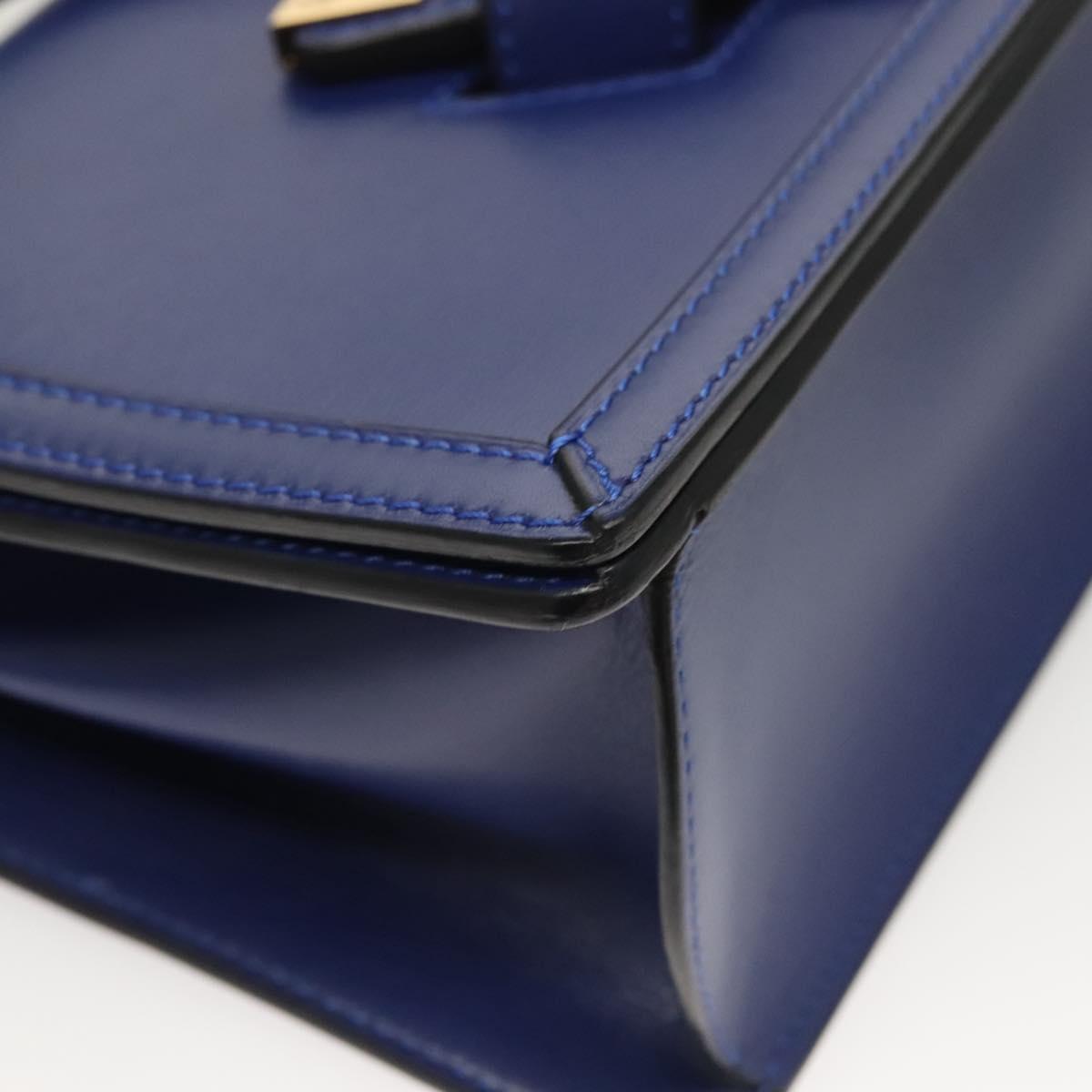 LOEWE Shoulder Bag Leather Blue Gold Auth 132752