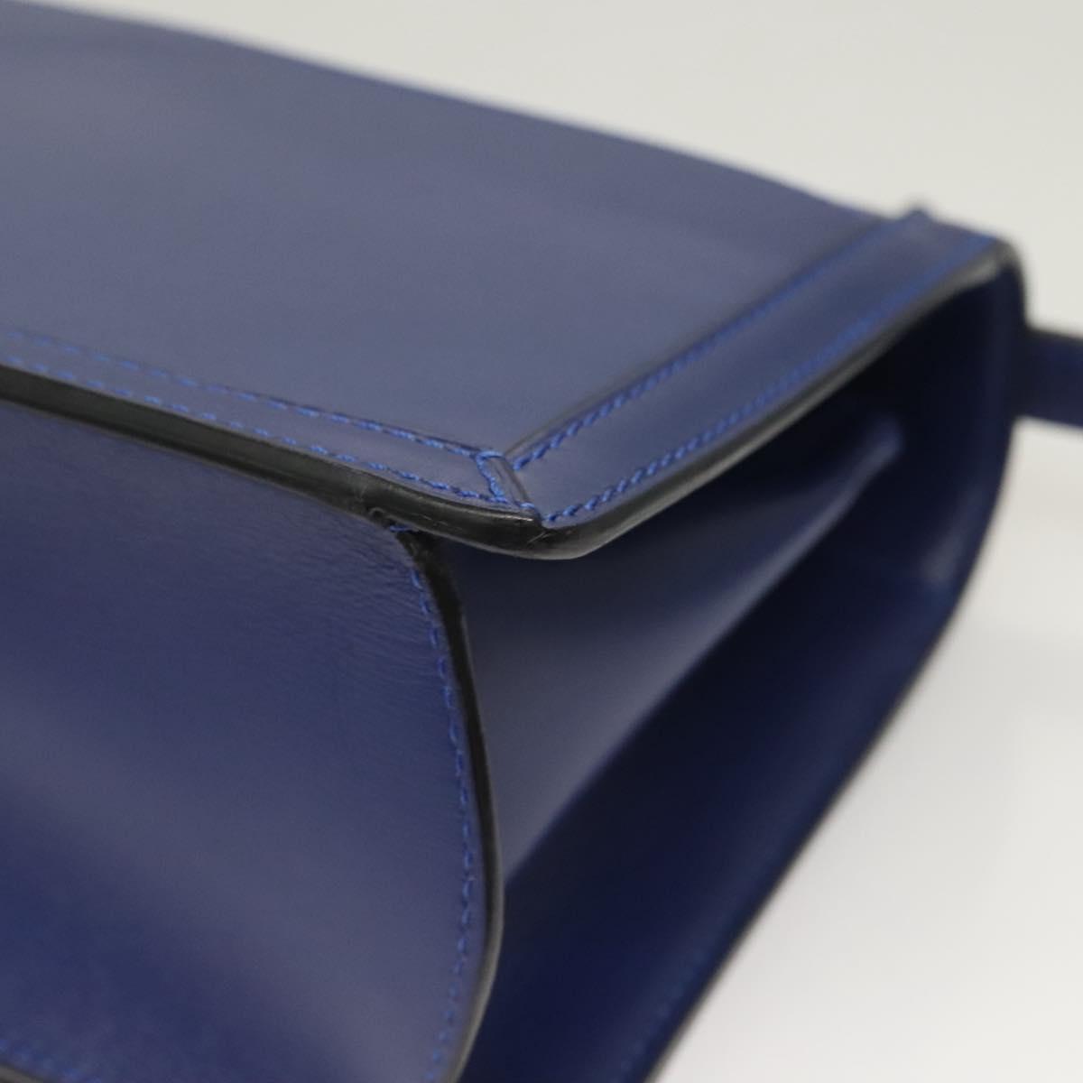 LOEWE Shoulder Bag Leather Blue Gold Auth 132752