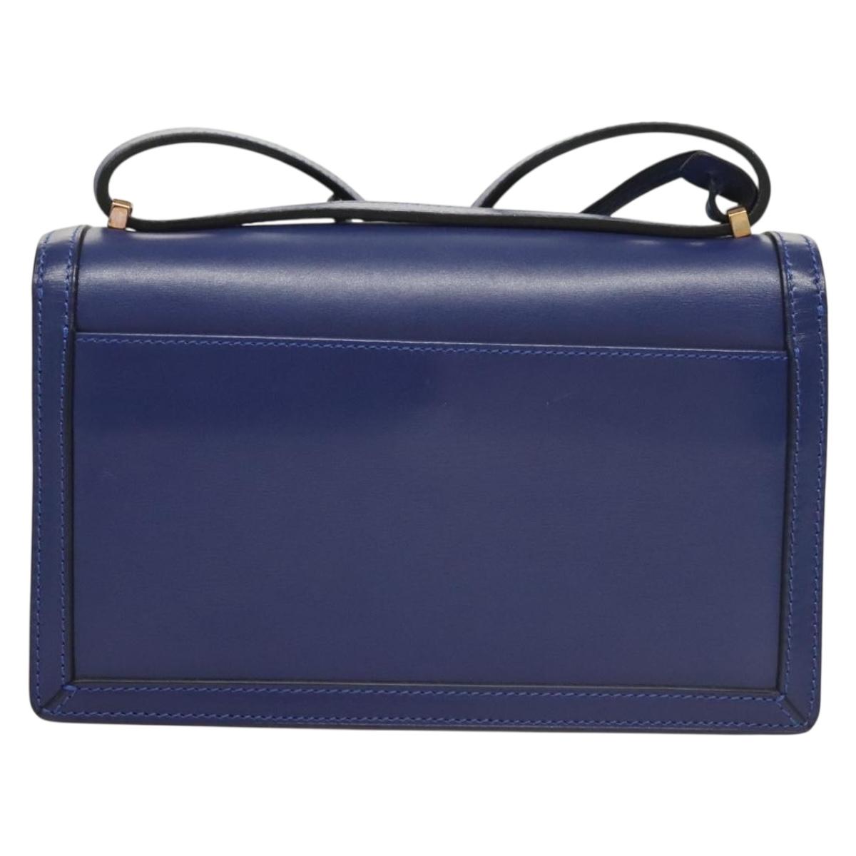 LOEWE Shoulder Bag Leather Blue Gold Auth 132752
