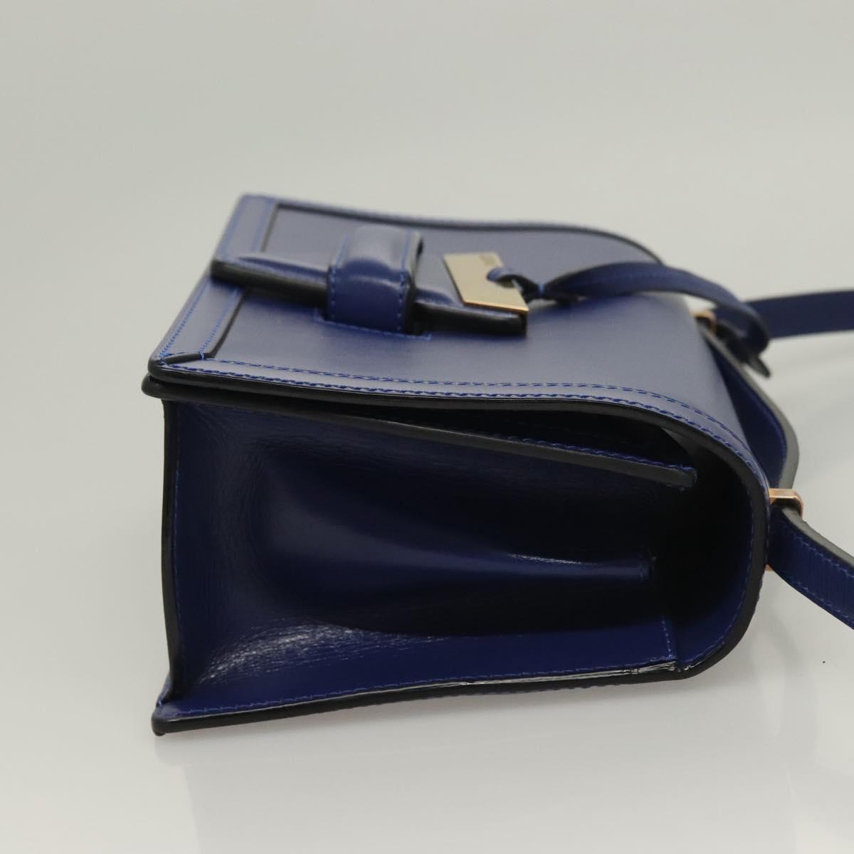 LOEWE Shoulder Bag Leather Blue Gold Auth 132752