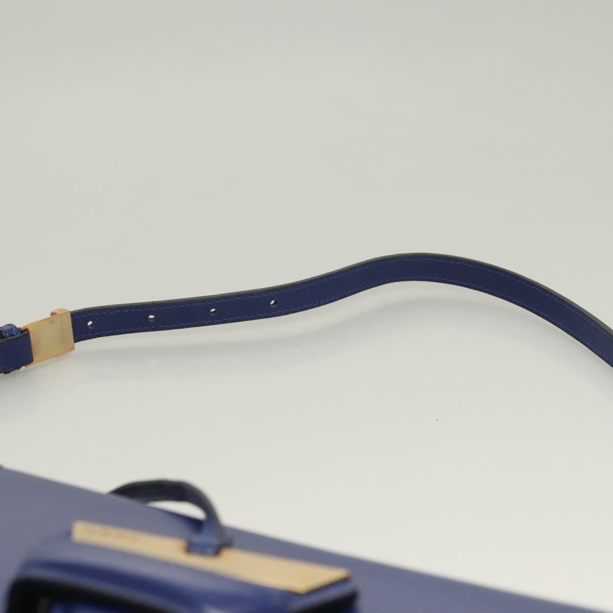 LOEWE Shoulder Bag Leather Blue Gold Auth 132752