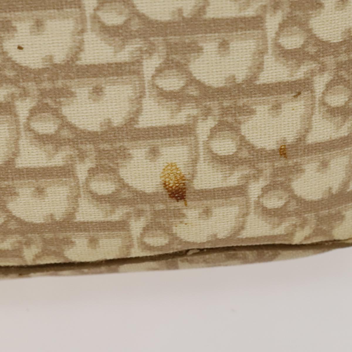 Christian Dior Trotter Canvas Romantic Chain Bag PVC Beige Silver Auth 132755