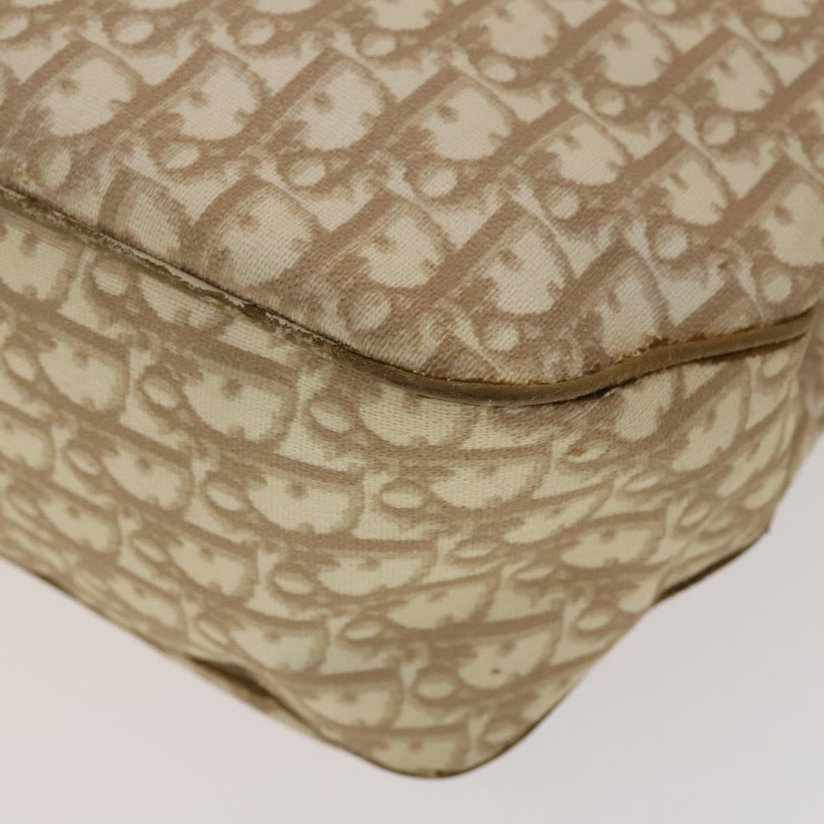 Christian Dior Trotter Canvas Romantic Chain Bag PVC Beige Silver Auth 132755