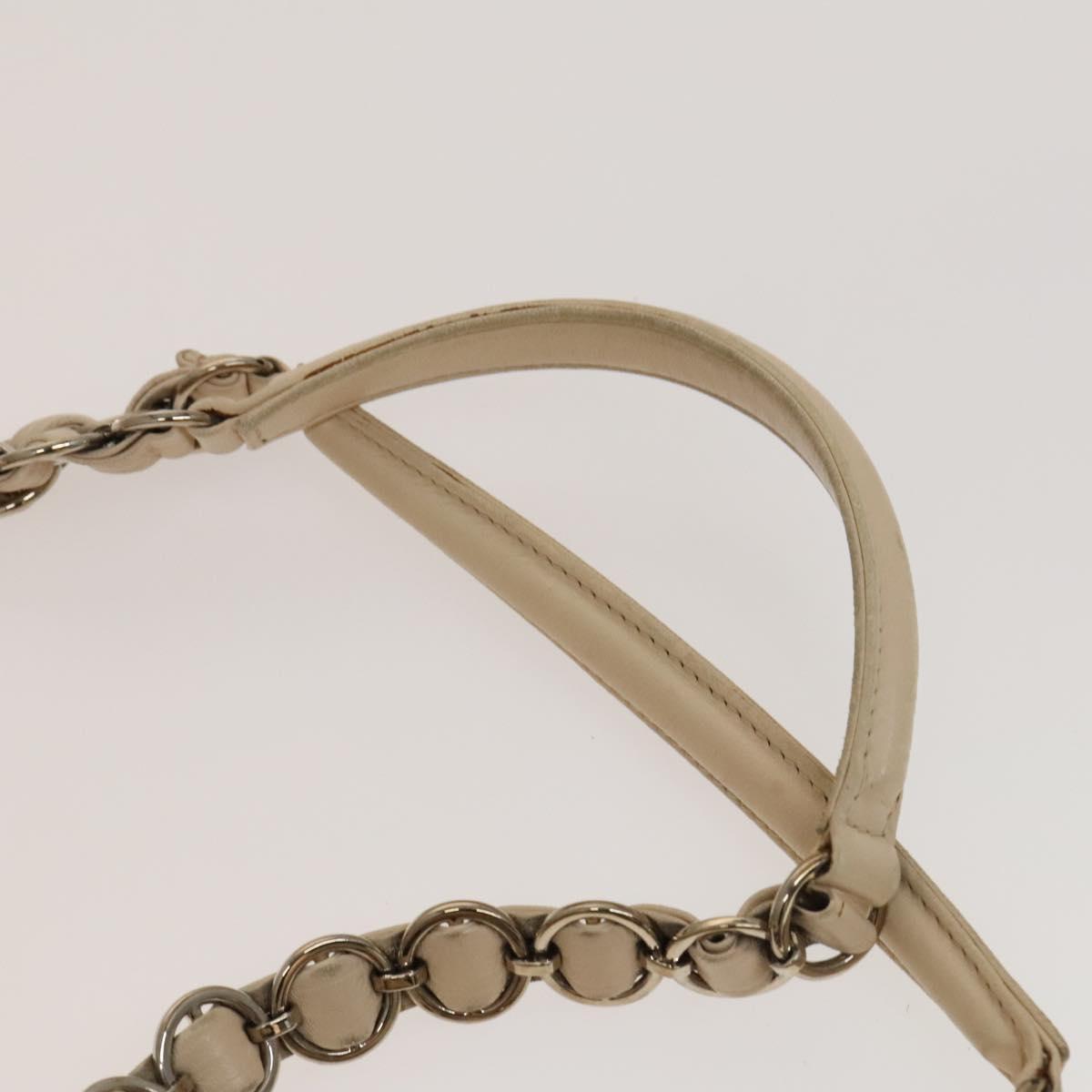 Christian Dior Trotter Canvas Romantic Chain Bag PVC Beige Silver Auth 132755
