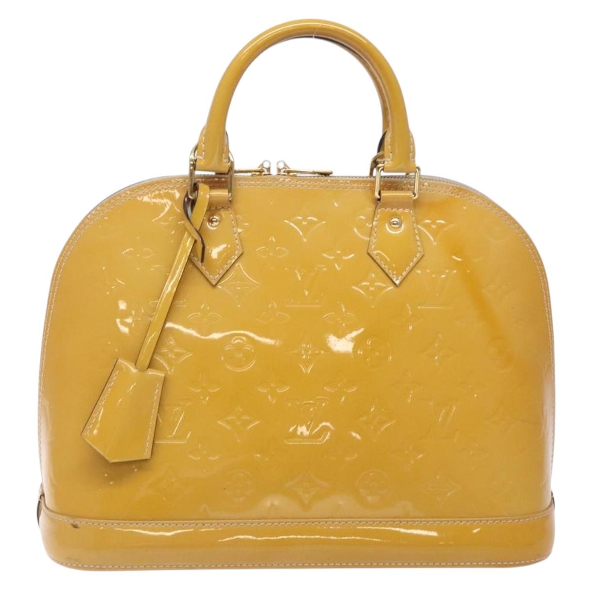 LOUIS VUITTON Monogram Vernis Alma PM Hand Bag Citrin M90101 LV Auth 132762