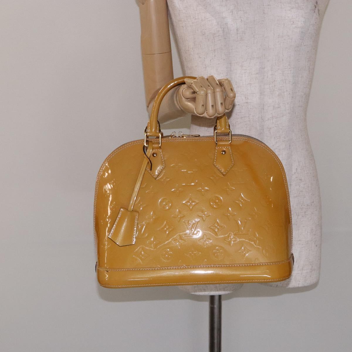 LOUIS VUITTON Monogram Vernis Alma PM Hand Bag Citrin M90101 LV Auth 132762