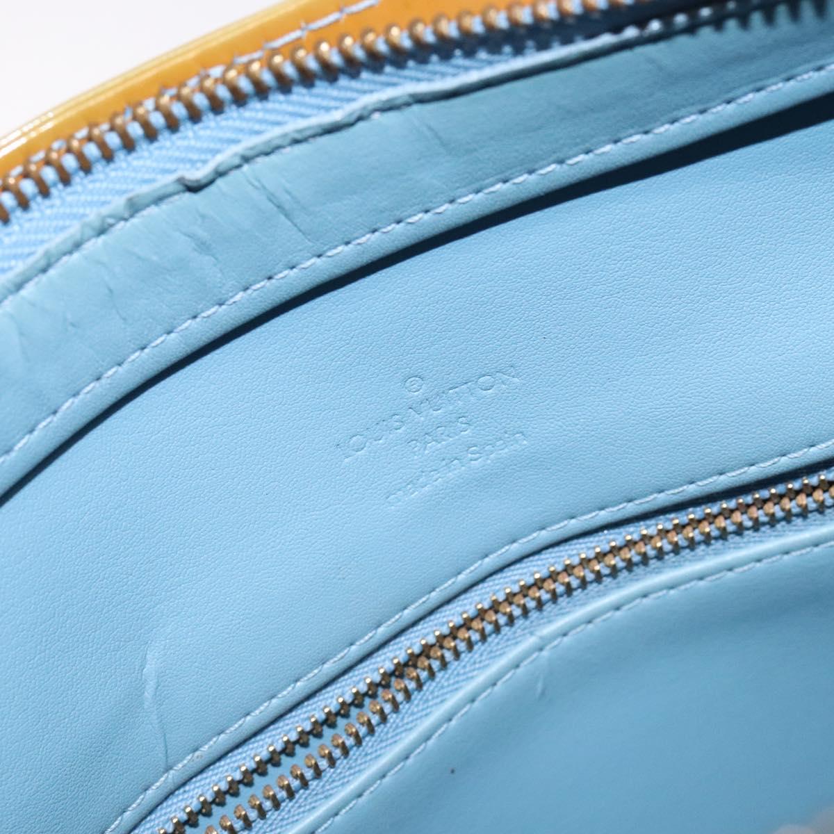 LOUIS VUITTON Monogram Vernis Houston Hand Bag Baby Blue M91005 LV Auth 132764