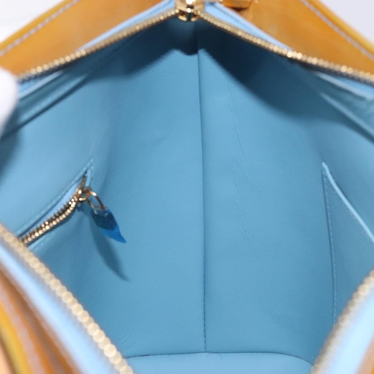 LOUIS VUITTON Monogram Vernis Houston Hand Bag Baby Blue M91005 LV Auth 132764