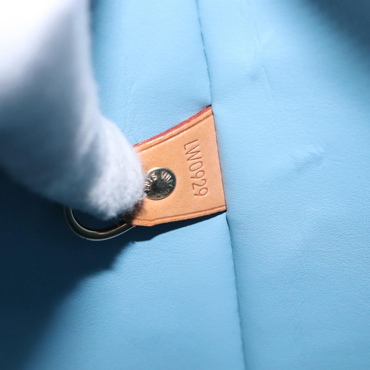 LOUIS VUITTON Monogram Vernis Houston Hand Bag Baby Blue M91005 LV Auth 132764