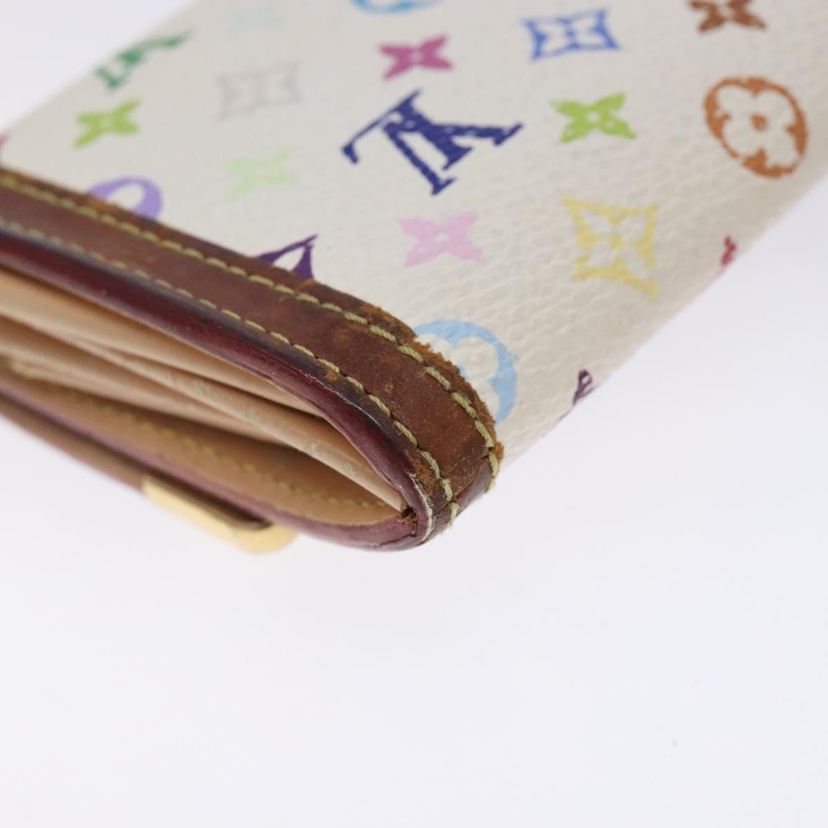 LOUIS VUITTON Multicolor Porte Monnaie Pla Purse White M92657 Auth 132771