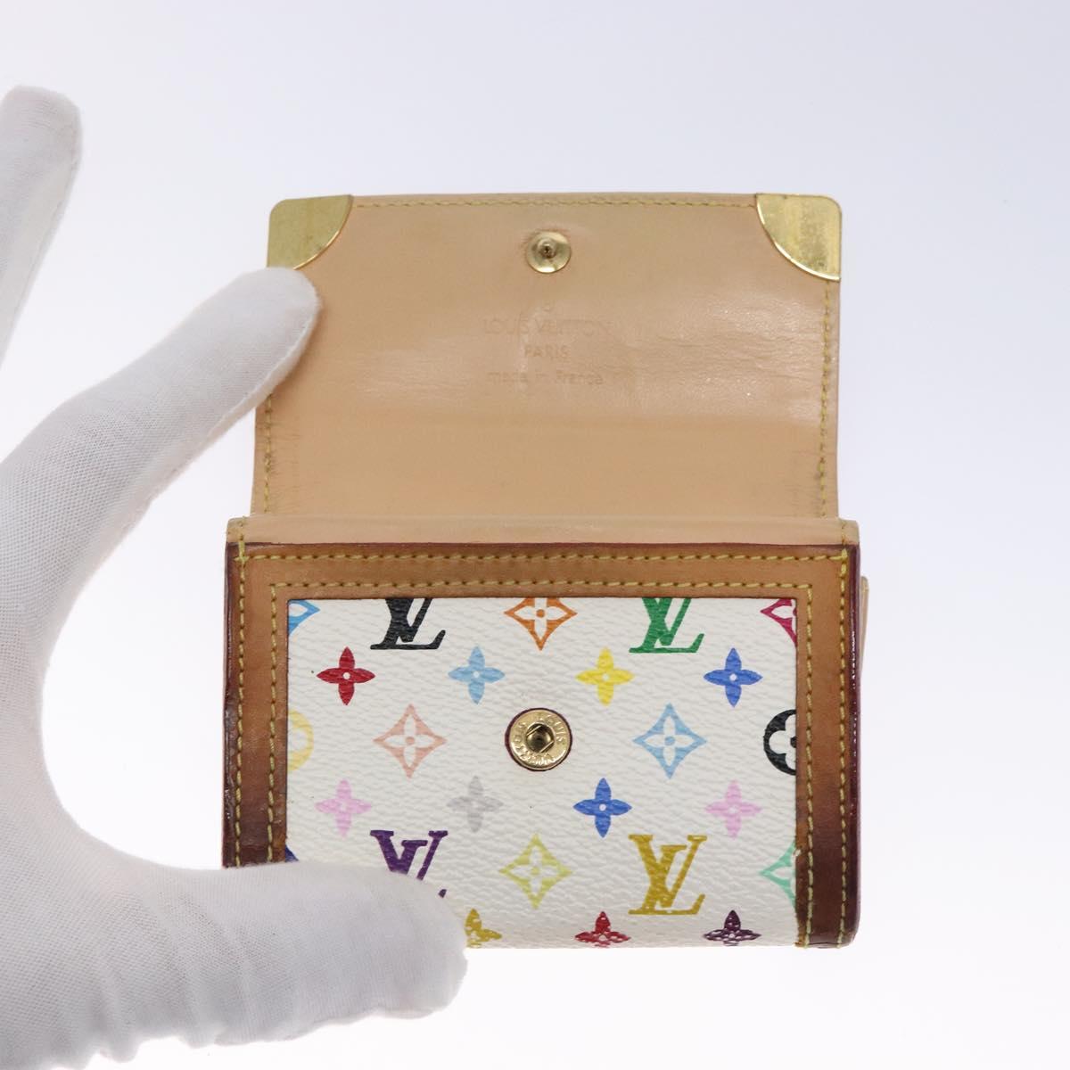 LOUIS VUITTON Multicolor Porte Monnaie Pla Purse White M92657 Auth 132771